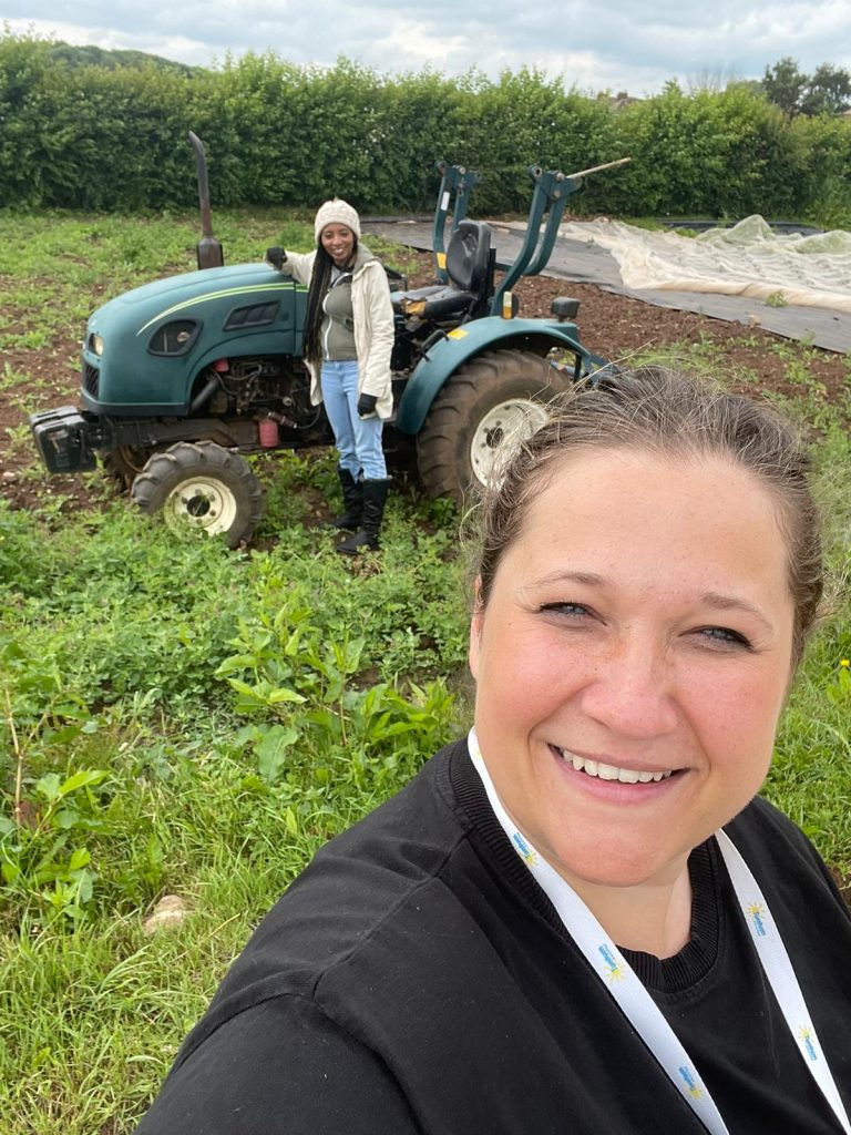 Staff volunteering at Rhubarb Farm
